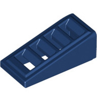 Lego kostka (kostička) 2x1x2/3 úhel 18° sklon šikmá pruhy mřížka, tmavě modrá (6251248)